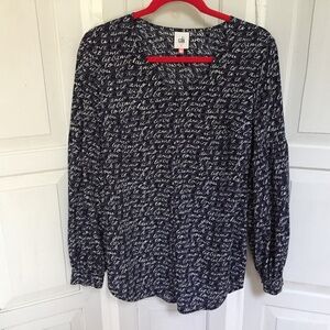 CAbi Black and White Script Tunic